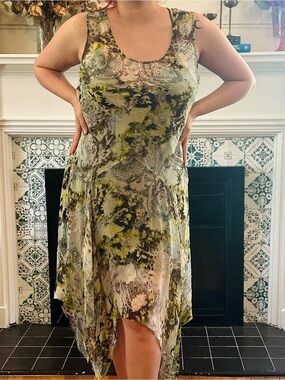 Vintage Y2K Mixit Silk Chiffon Beaded Handkerchief Fairy Dress